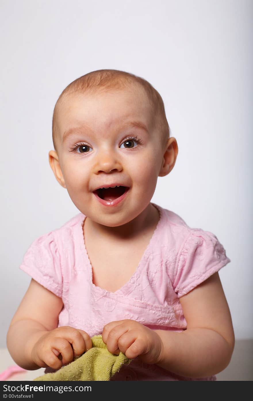 Portrait of baby with red apple. Portrait of baby with red apple