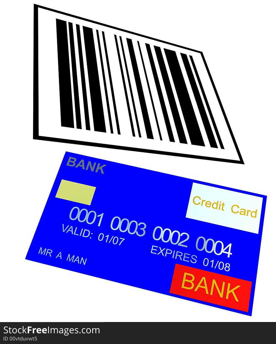 An image of a barcode and a credit card it would be a good image for retail concepts. An image of a barcode and a credit card it would be a good image for retail concepts.