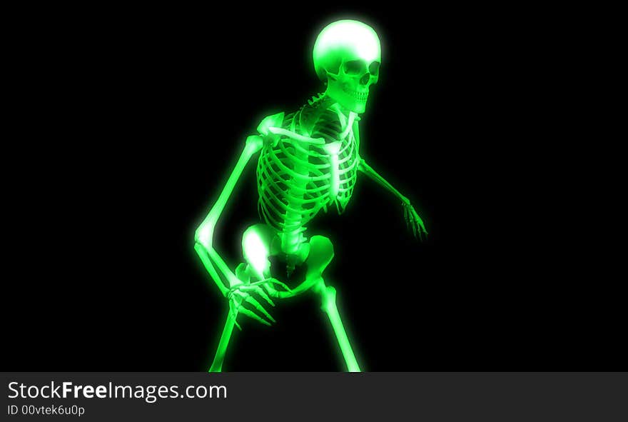 An x ray image of a Skelton in a pose a suitable image for medical or Halloween based concepts. An x ray image of a Skelton in a pose a suitable image for medical or Halloween based concepts.