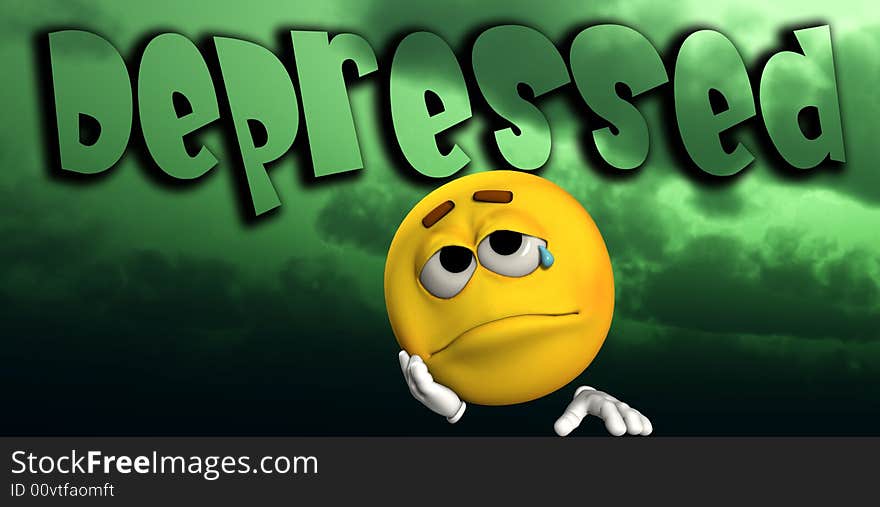 A conceptual image of a cartoon face that is either very depressed, sad, or suicidal. A conceptual image of a cartoon face that is either very depressed, sad, or suicidal.