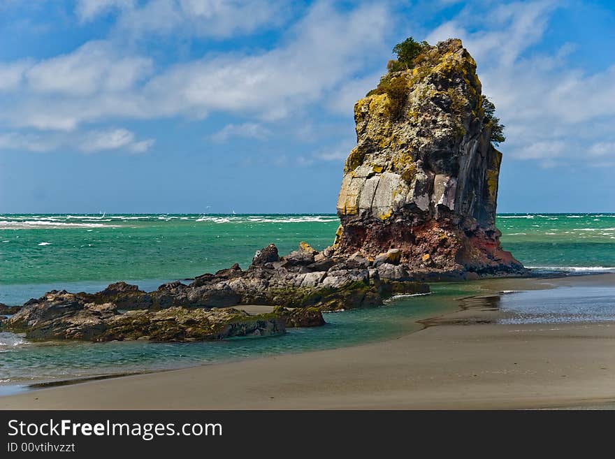 Rock on the beach in Christchurch NZ