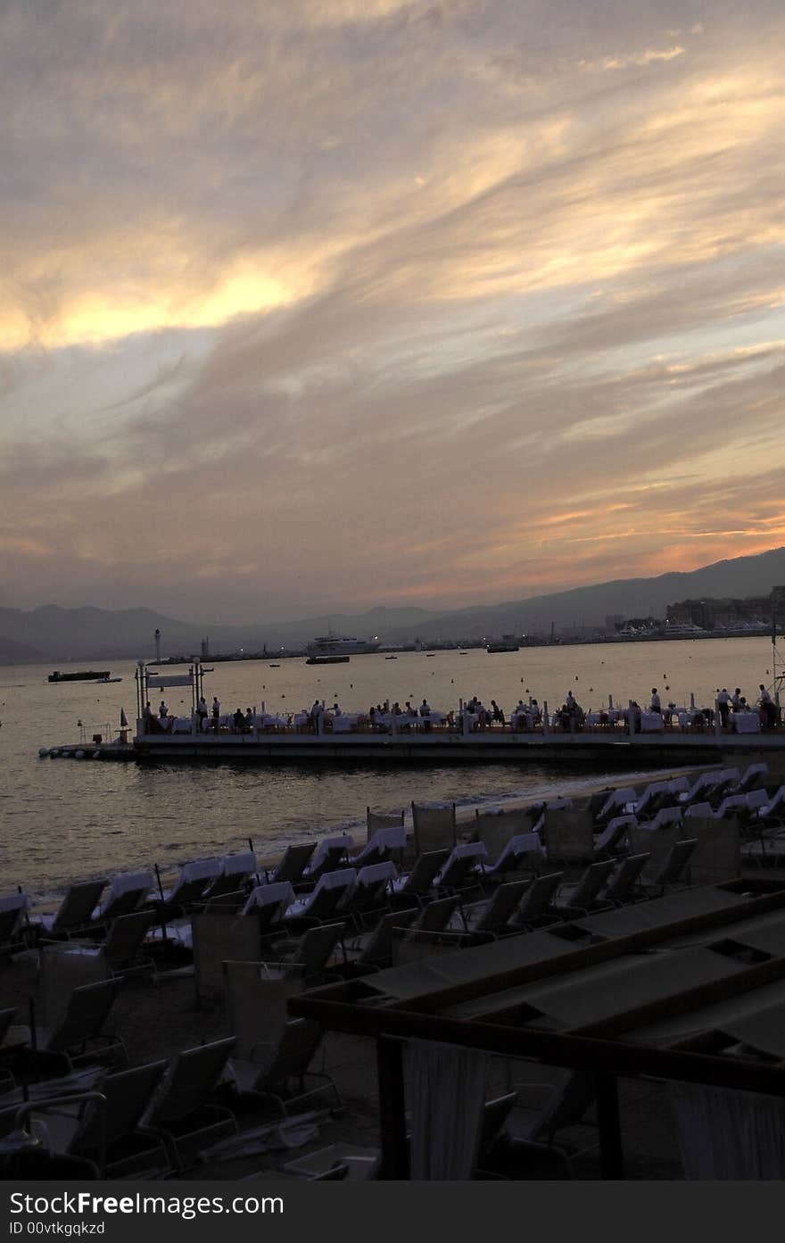 Photography in mid-September on the beach at cannes with seats. Photography in mid-September on the beach at cannes with seats