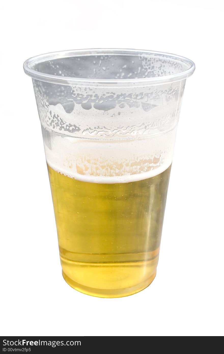 Glass of cold beer isolated over white