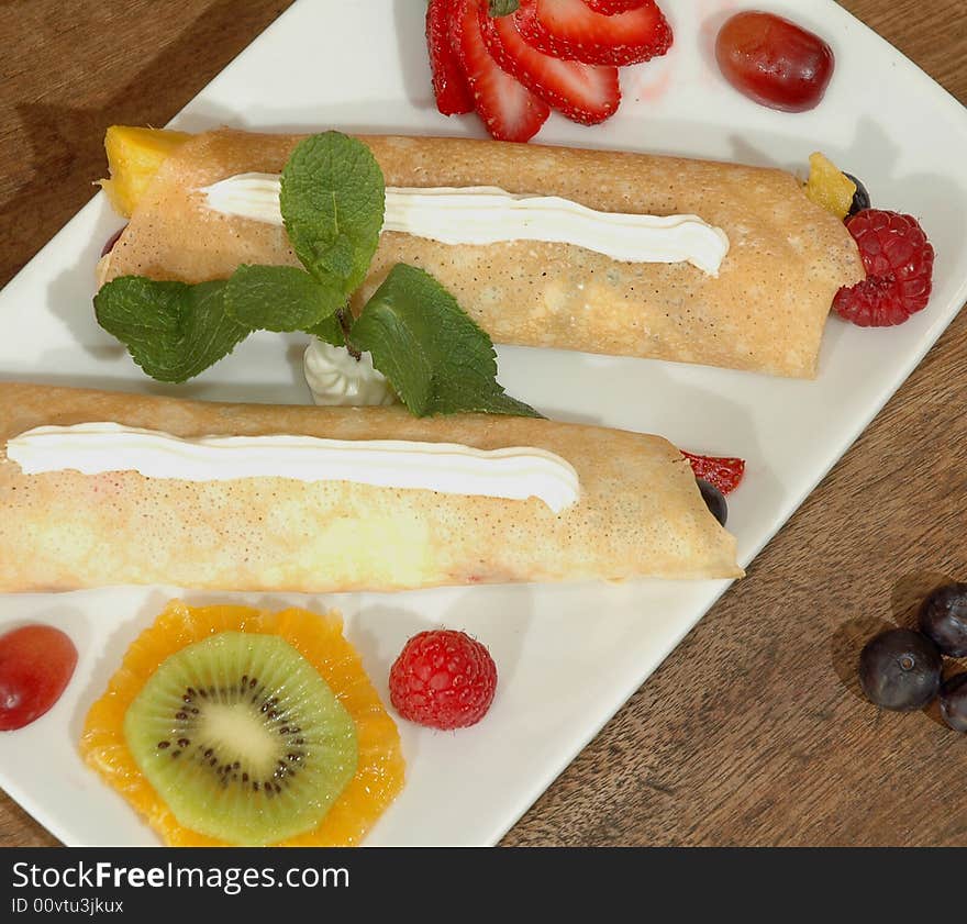 Fruit crepes (above)