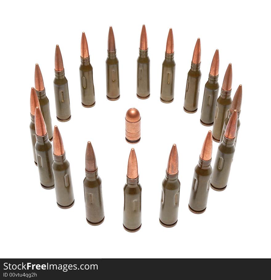 Bullets isolated over a white background