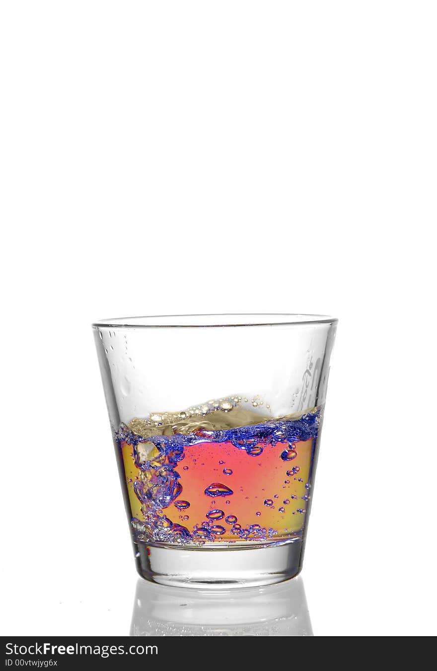 Drink splash at the top of a glass