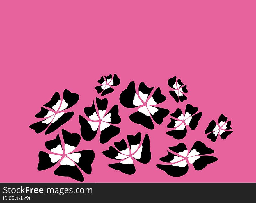 Pink background with black flowers. Pink background with black flowers