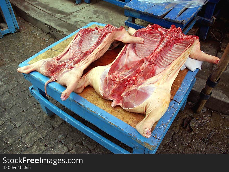 Meat in street, Bolivia