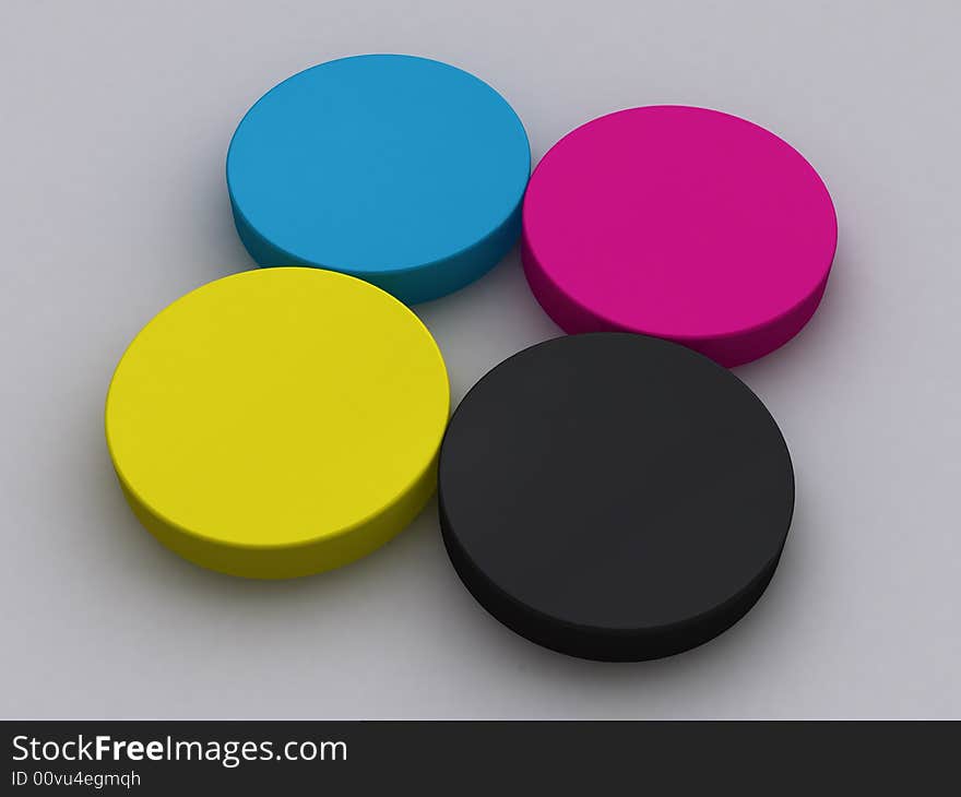 A set of CMYK circles.