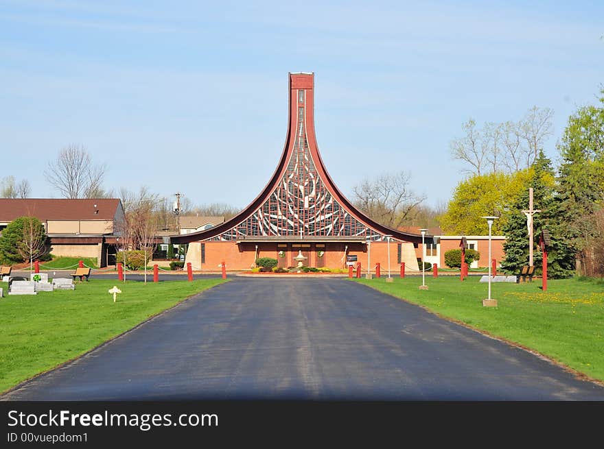 The unusual structure,long road leading to church, makes for a great picture.