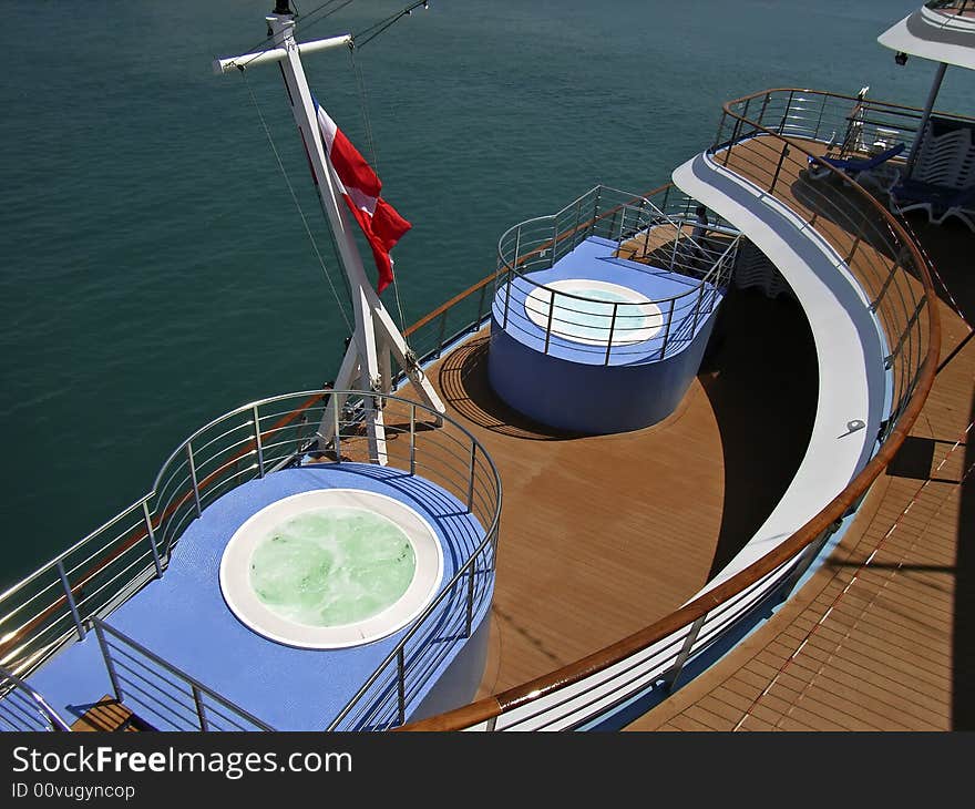 Pools at the bottom deck of a cruiseship. Pools at the bottom deck of a cruiseship