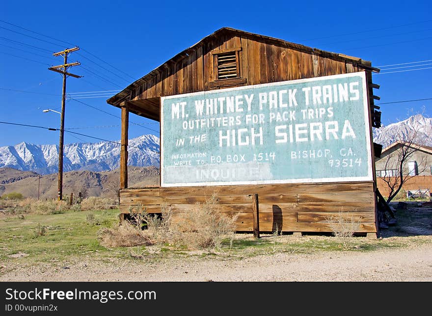 Mount Whitney outfitter sign. california usa. Mount Whitney outfitter sign. california usa