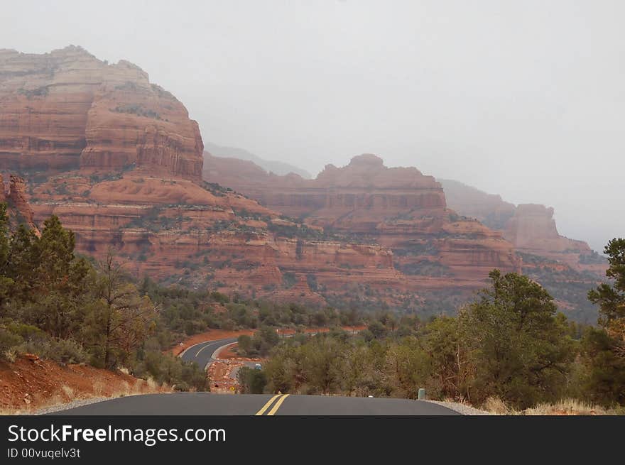 When the clouds lower and the fog rolls, the majesty of these red monoliths work a magic on the senses to rival the greatest imagined fantasy landscapes. When the clouds lower and the fog rolls, the majesty of these red monoliths work a magic on the senses to rival the greatest imagined fantasy landscapes.