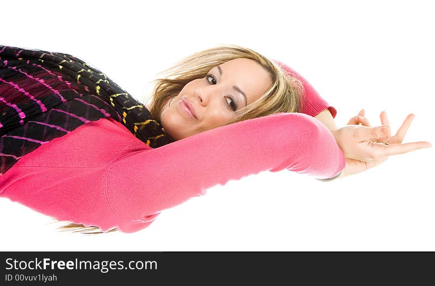 Beautiful fashion girl posing isolated over a white background