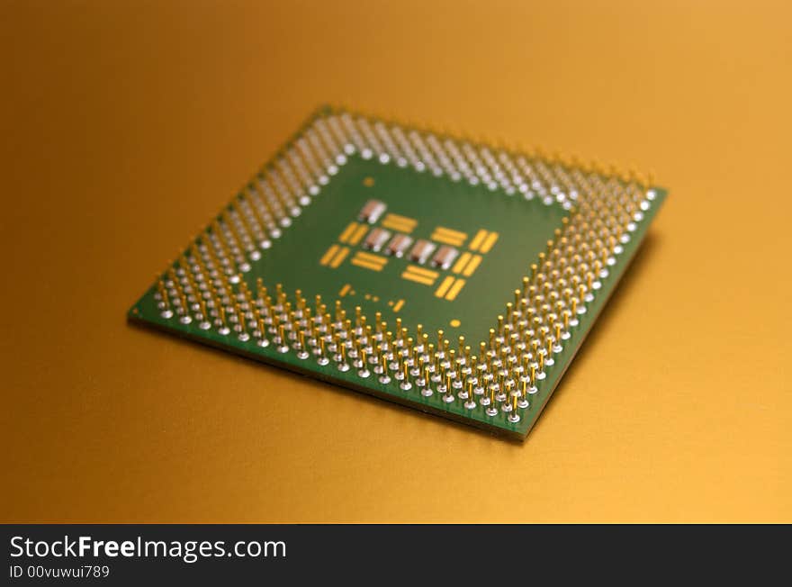 Micro processor on gold background