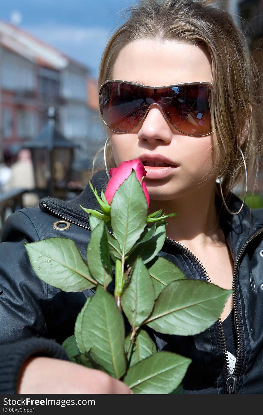 Portrait of the girl with roses