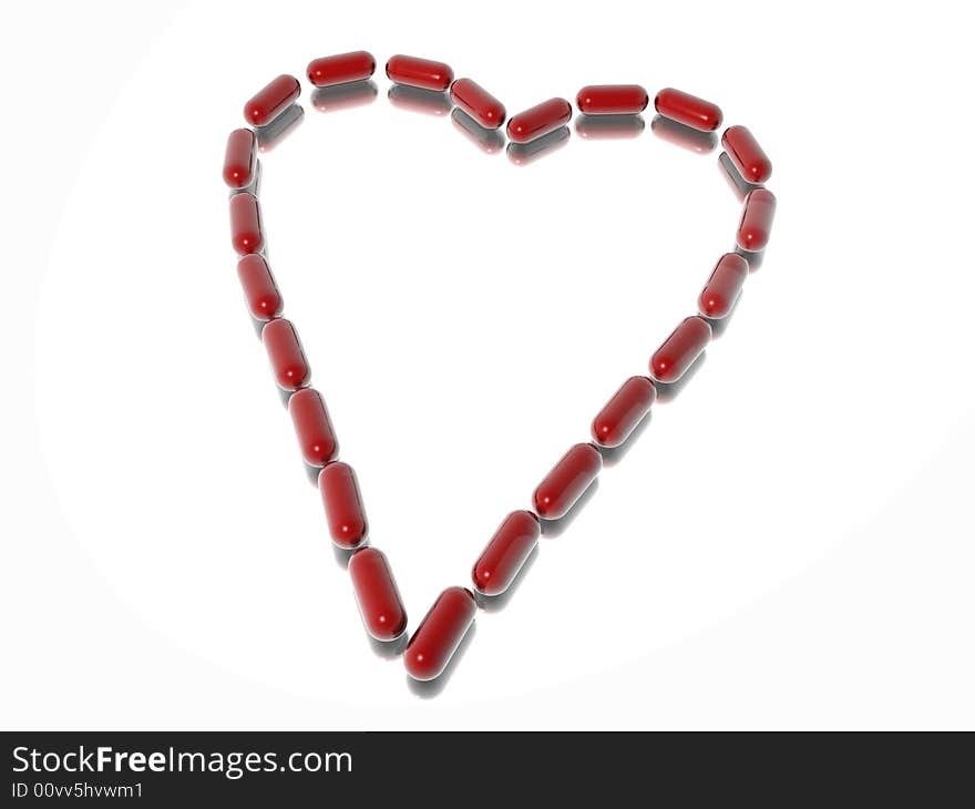 Red transparent hearth of capsules