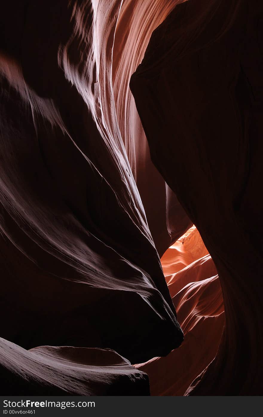 A ray of sunlight cast into Antelope Canyon, Page, Arizona