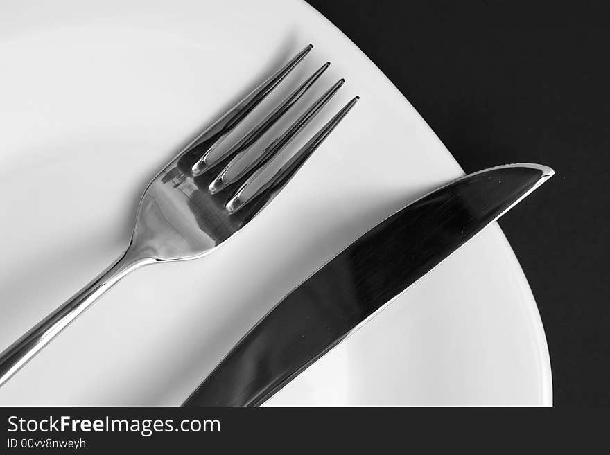 Knife and fork. Close up shot.