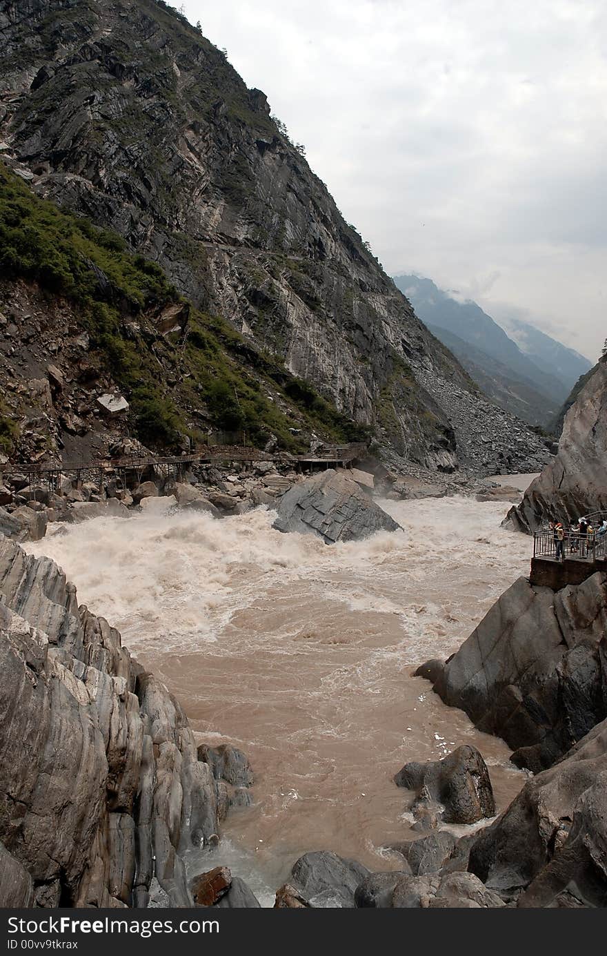 Canyon with running river in yunnan china. Canyon with running river in yunnan china