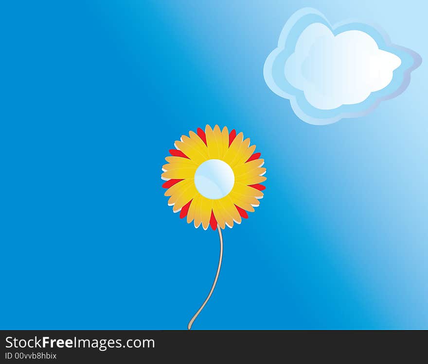 Abstract lonely peaceful flower with cloud. Abstract lonely peaceful flower with cloud