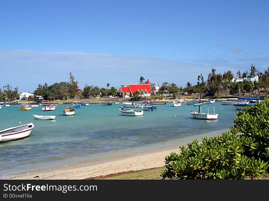 Church at Cap Malheureux on the north coast of Mauritius