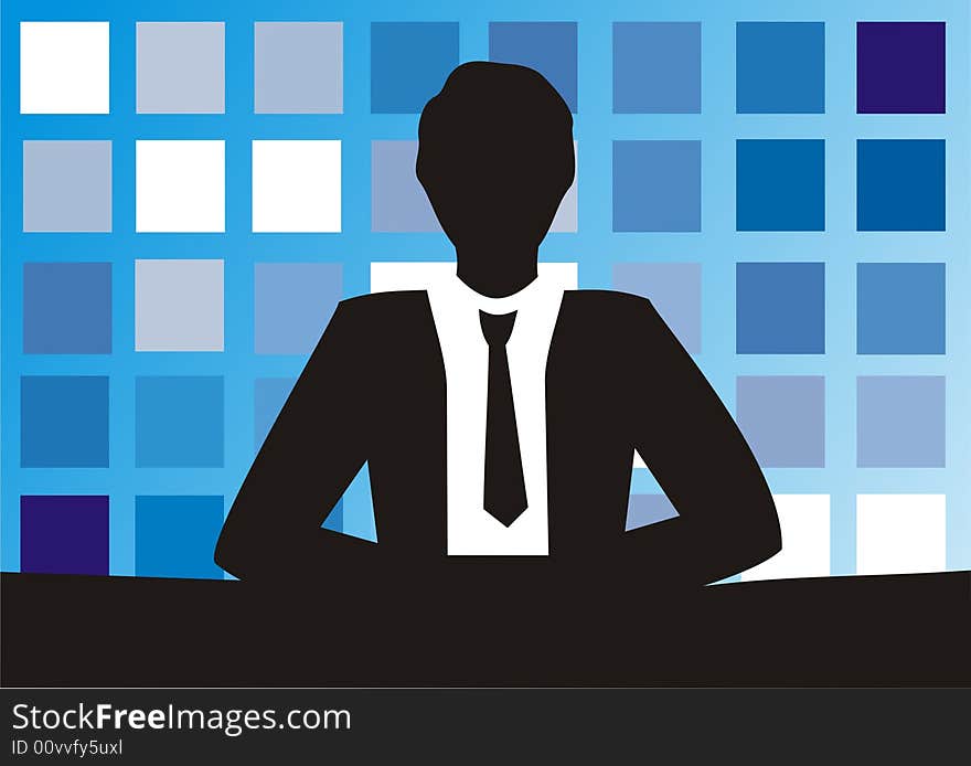 This businessman sitting at the table,without person,on background square. This businessman sitting at the table,without person,on background square.