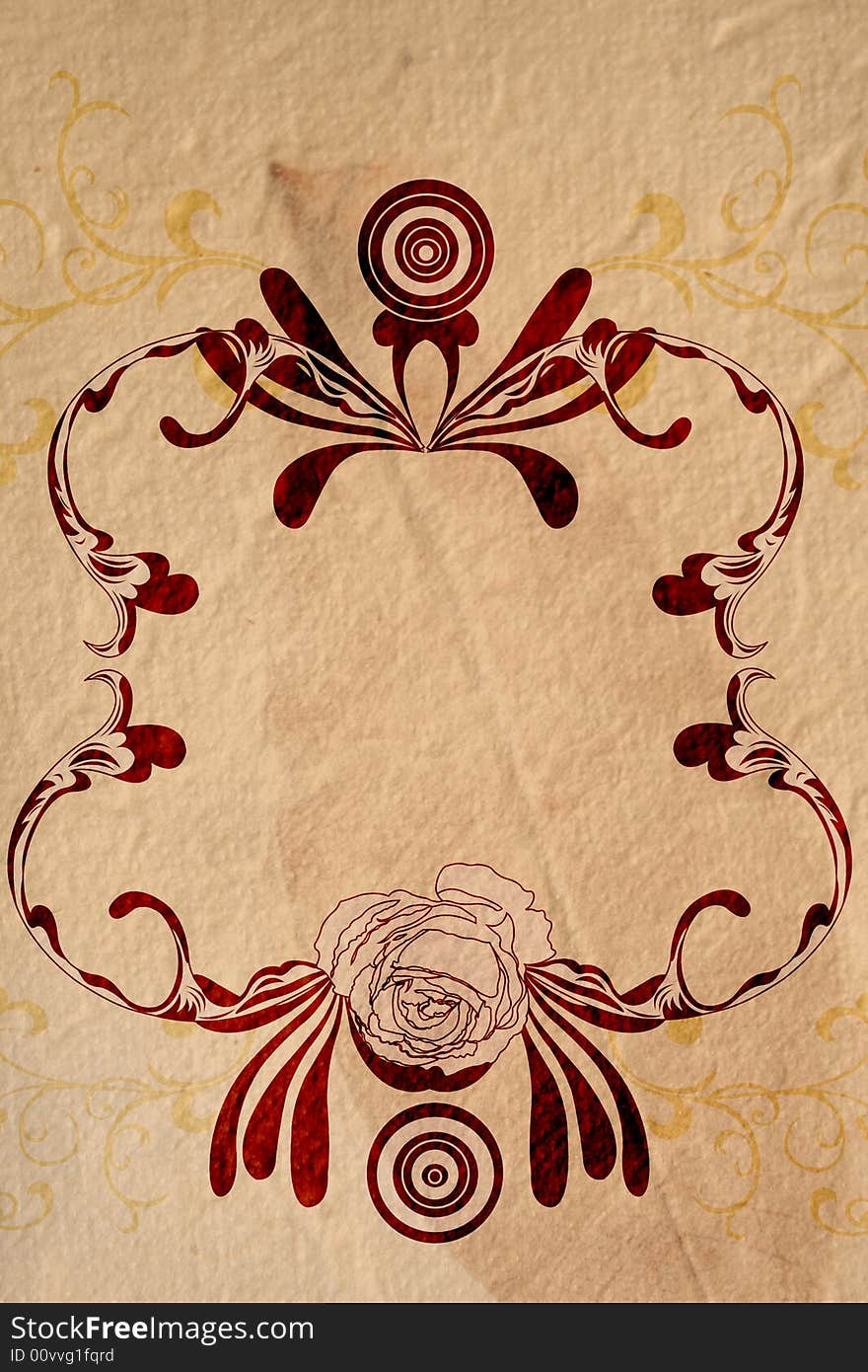 Illustration of a decorative frame on vintage paper. Illustration of a decorative frame on vintage paper