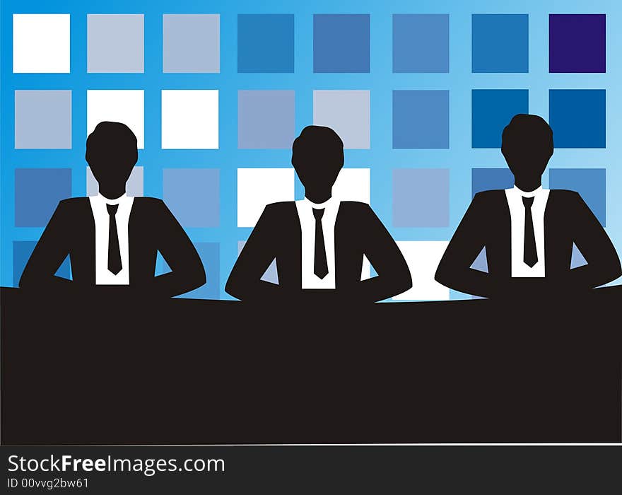 This three businessmans ,sitting at the table on square background. This three businessmans ,sitting at the table on square background.