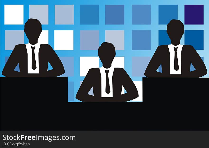 This three businessmans ,sitting at the table on square background. This three businessmans ,sitting at the table on square background