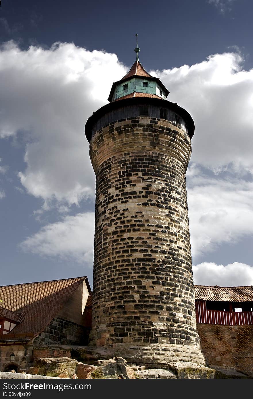 Old tower near the main castle of Nuremberg in Germany