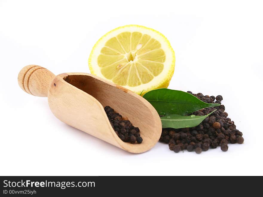 Peppercorns in wooden