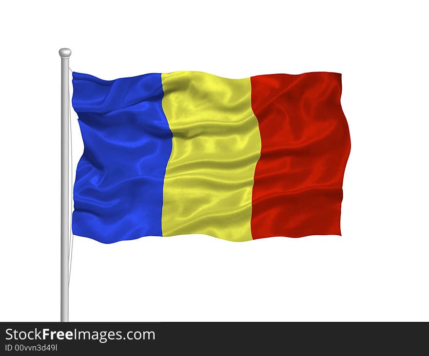 Illustration of waving Romanian Flag on white. Illustration of waving Romanian Flag on white