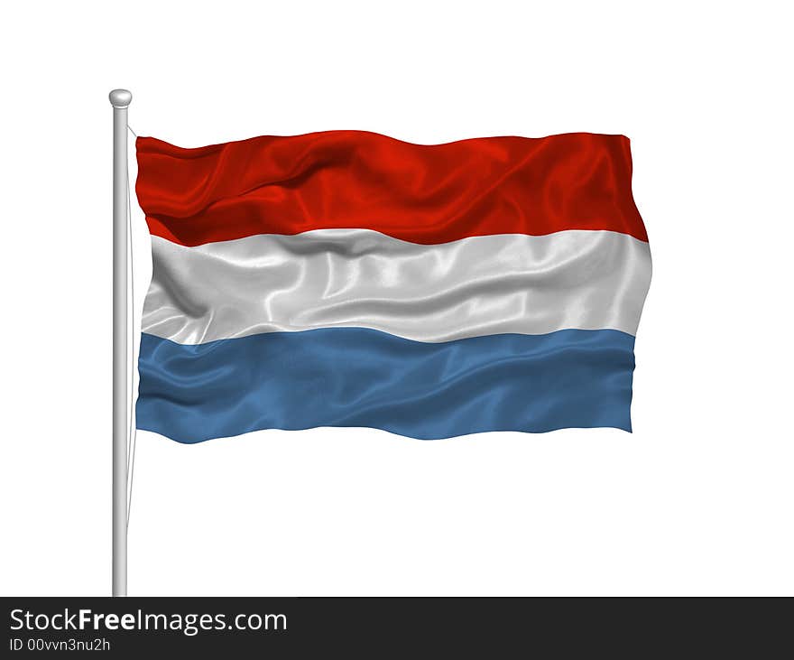 Illustration of waving Luxembourger Flag on white. Illustration of waving Luxembourger Flag on white