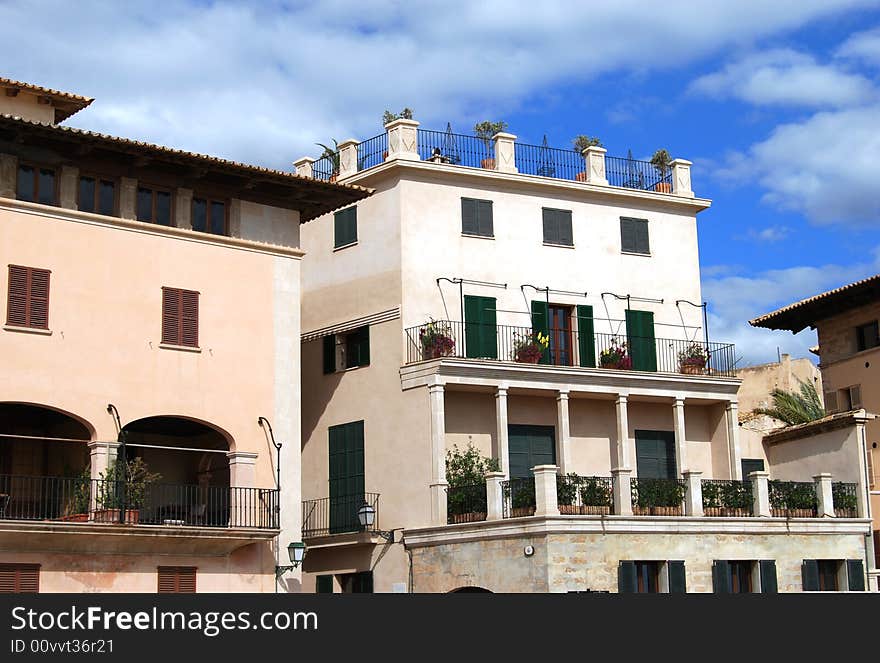 View of beautiful generic catalan street in Palma de Mallorca. View of beautiful generic catalan street in Palma de Mallorca