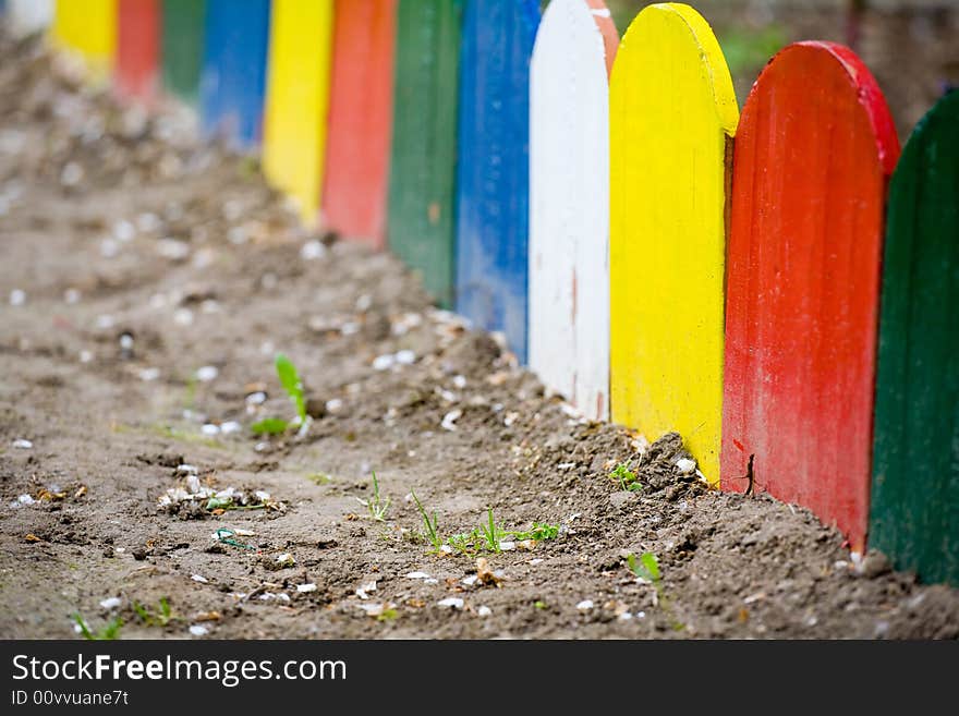 Colorful wooden fence