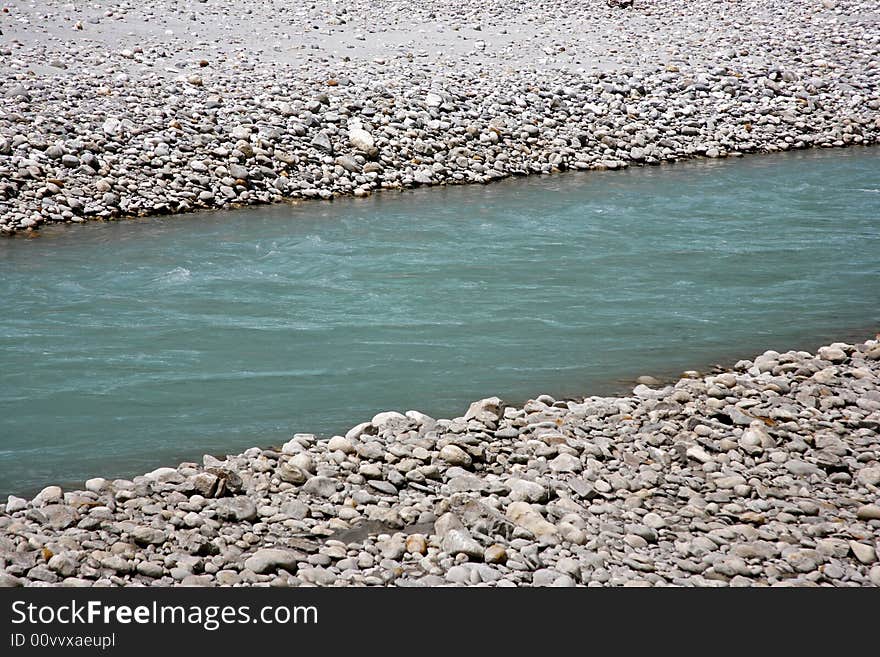 Pure blue himalayan river water