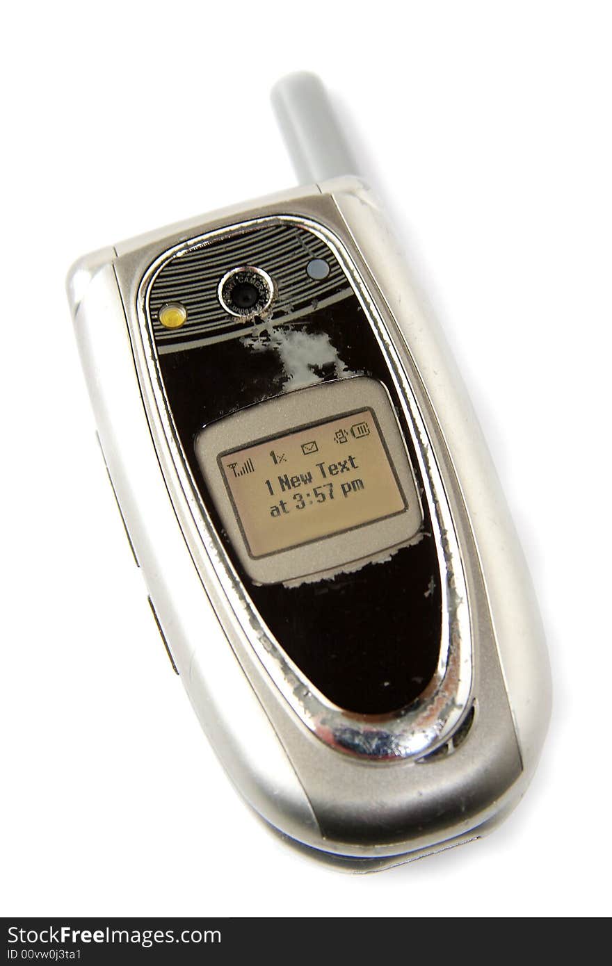 A cell phone that has just received a text message.