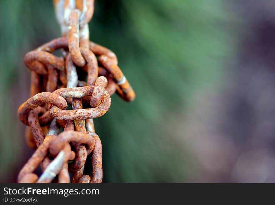 Metal chain weathered by the elements. Metal chain weathered by the elements