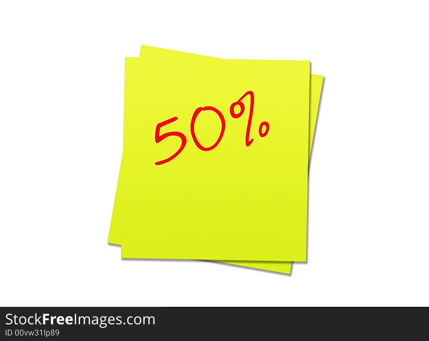 Two yellow sticky notes, red 50 per cent, white background. Two yellow sticky notes, red 50 per cent, white background