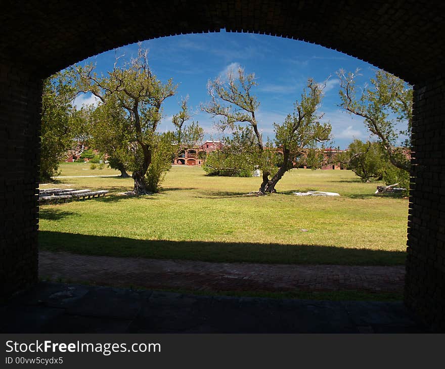 View of the park in Fort Jefferson, Dry Tortugas, Florida