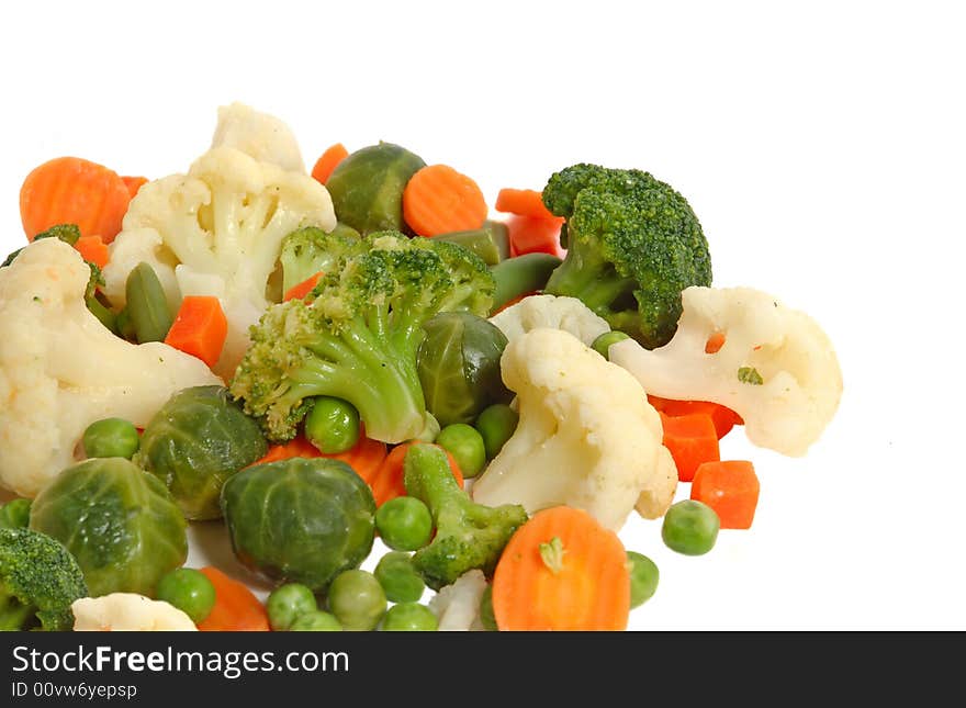 Different vegetables on white background, healthy breakfast.