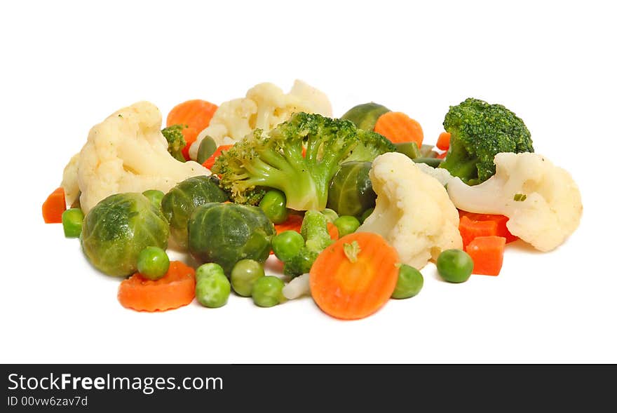 Different vegetables on white background, healthy breakfast.