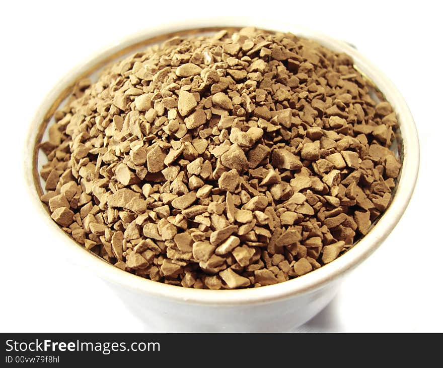 Instant coffee granules closeup