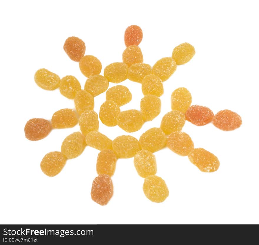 Fruit candy in the form of sun. Fruit candy in the form of sun