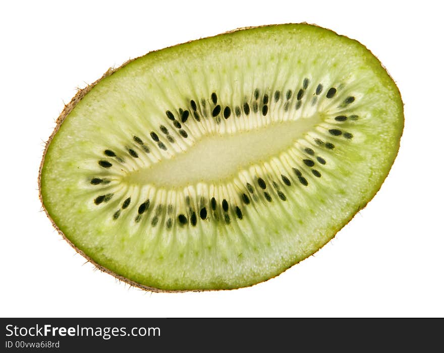 Ripe kiwi with seeds isolated on white. Ripe kiwi with seeds isolated on white