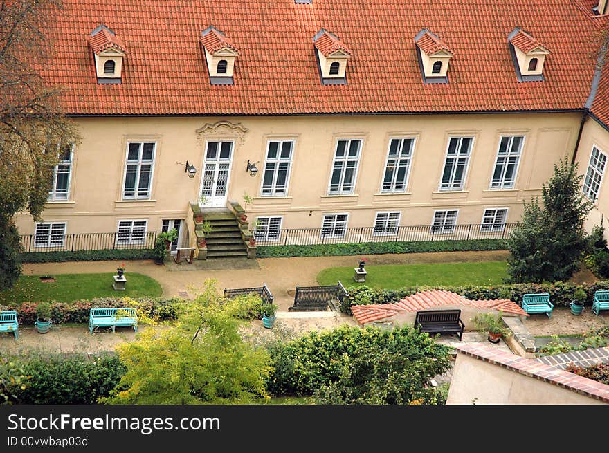 Photo of red roof in Prague. Photo of red roof in Prague