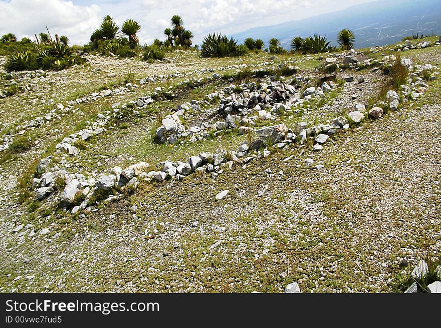 On the top of a hill there is this ceremonial center. On the top of a hill there is this ceremonial center