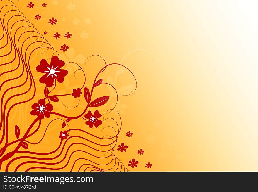 Floral designed red flowers brown colour abstract background. Floral designed red flowers brown colour abstract background