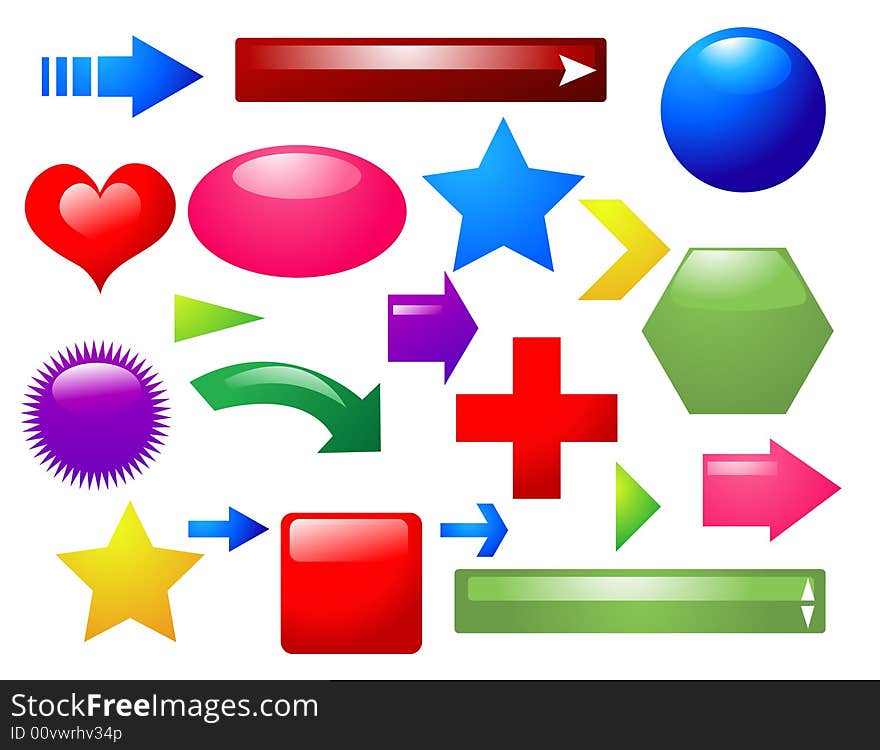 Colored, glossy web elements vector